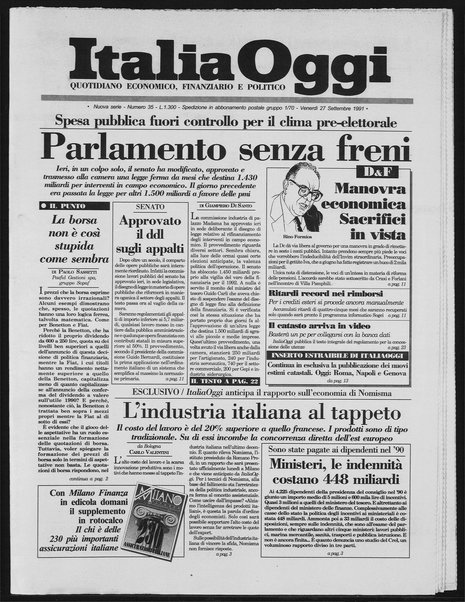 Italia oggi : quotidiano di economia finanza e politica